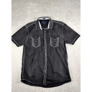 Roar Signature Shirt Men’s Sz XL Black Button Up Short Sleeve Western Cowboy